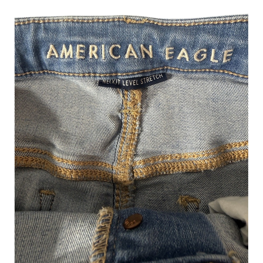 American Eagle Womens 14 Next Level Stretch Jeans High Rise Button Fly Blue - Picture 6 of 9